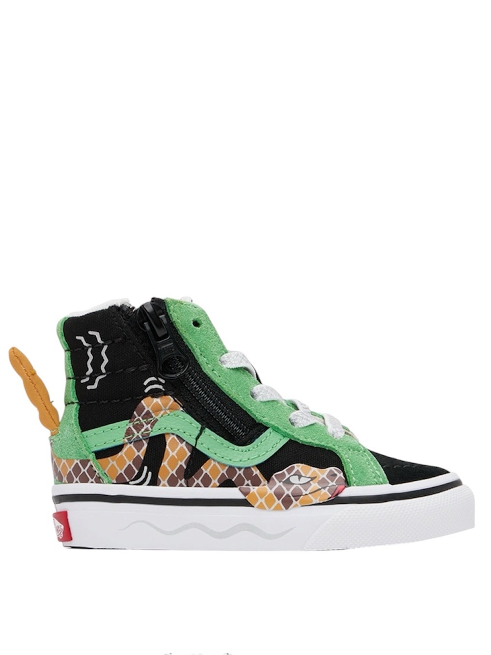 Vans Sk8-Hi Reissue Side Zip Snake Green Black Shoe Sneaker Kids Boys 3 Suede
